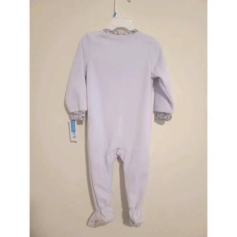 Carter's Girls 24 Months Bunny Lilac Fleece One-Piece Footie PJs 2-way Zipper